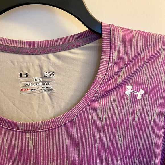 Under Armour Purple/Gray Heat Gear Shirt L -SOLD - Picture 2 of 13